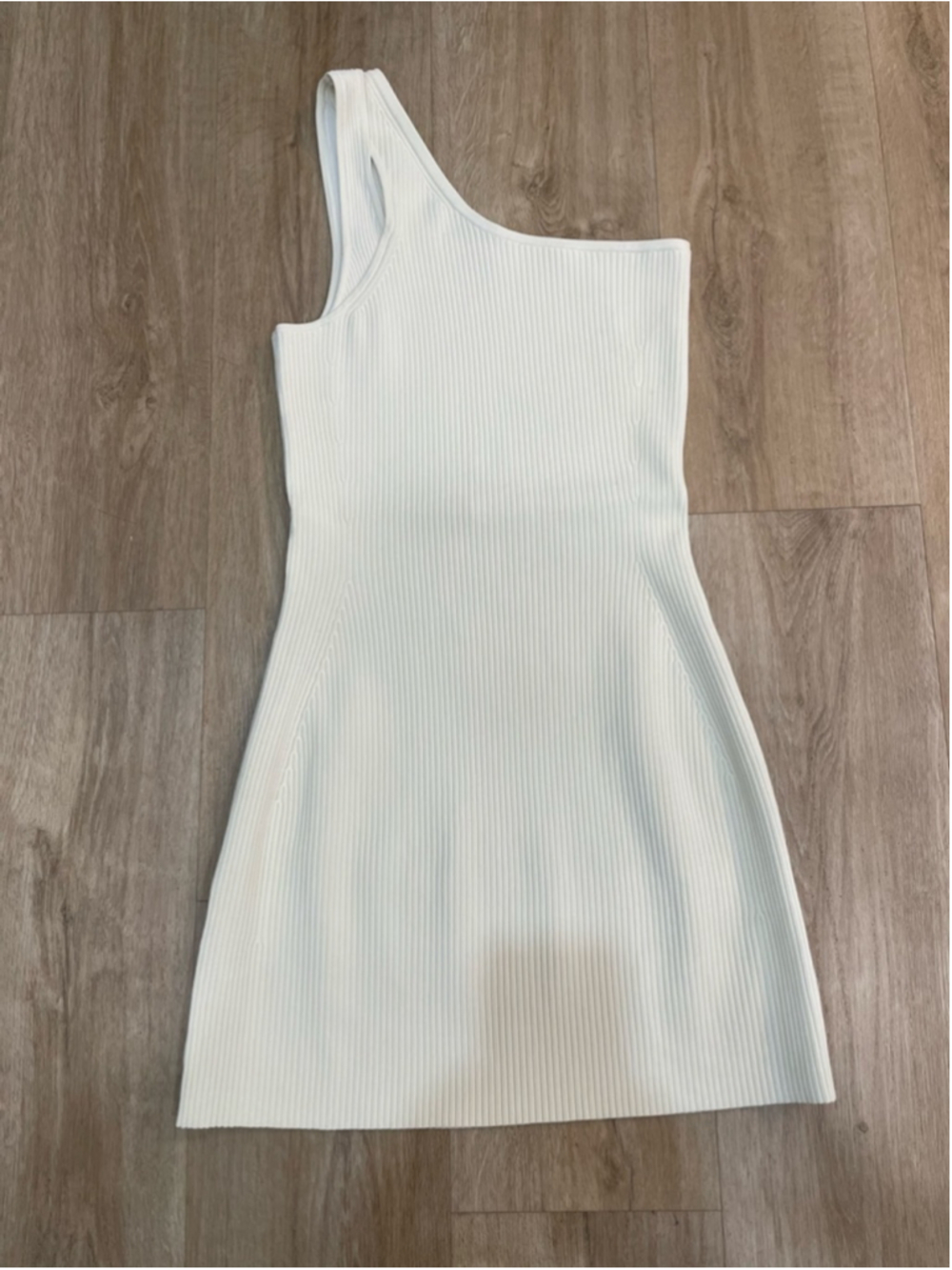 Lululemon Asymmetrical Knit White Cream One Shoulder Ribbed Dress Small Minimal
